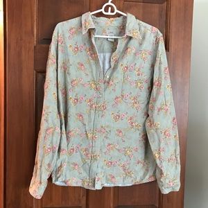 L.L. Bean Vintage Corduroy Floral Button Up